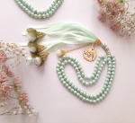 تسبیح صد دانه گل دار با پلاک یا امیرالمومنین (ع)