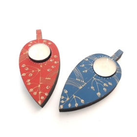 جا شمعی چوبی طرح برگ