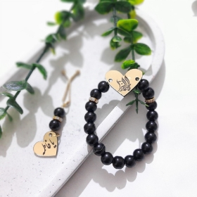 دستبند به همراه گیره روسری طرح های فاطمه زهرا (س) - مشكی