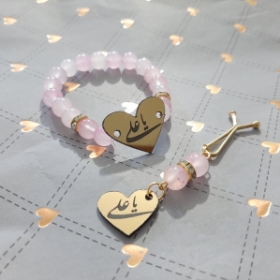 دستبند به همراه گیره روسری طرح های حضرت امیرالمومنین - آبرنگی جور- غدیر