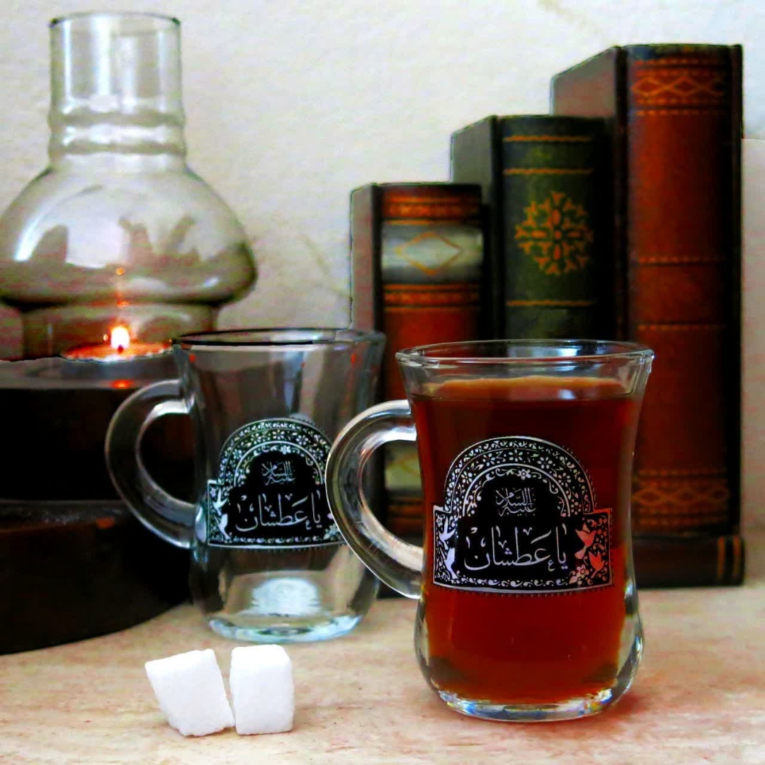 استکان کمر باریک دسته دار طرح یا عطشان- محرم