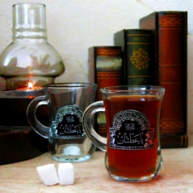 استکان کمر باریک دسته دار طرح یا عطشان- محرم