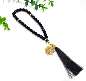 تسبیح 33 دانه پلاک دار لبیک یا حسین - مشکی