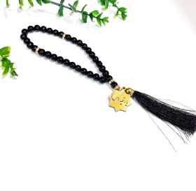 تسبیح 33 دانه پلاک دار یا رقیه - مشکی