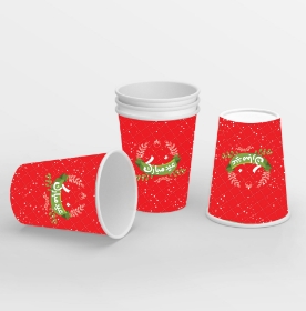 لیوان کاغذی طرح عید مبارک قرمز