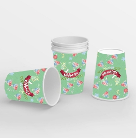 لیوان کاغذی طرح عید مبارک گل گلی سبز