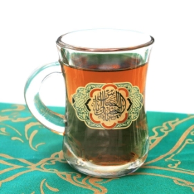 استکان کمر باریک دسته دار طرح یا ابالفضل العباس - محرم