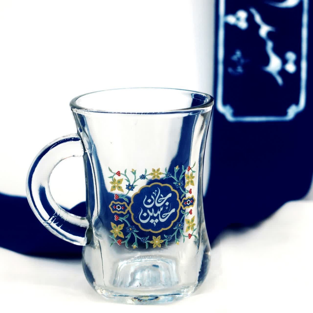 استکان کمر باریک دسته دار طرح یا حسین جان - محرم