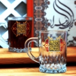 استکان دسته دار مجلسی بزرگ طرح یا قره عین الرسول - فاطمیه