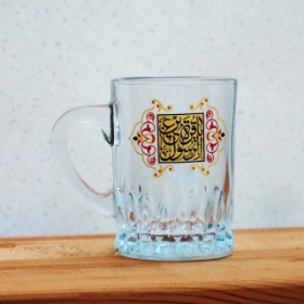 استکان دسته دار مجلسی بزرگ طرح یا قره عین الرسول - فاطمیه