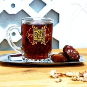 استکان دسته دار مجلسی بزرگ طرح یا قره عین الرسول - فاطمیه