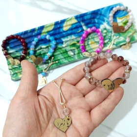 دستبند به همراه گیره روسری طرح های فاطمه زهرا (س) - آبرنگی