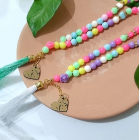 تسبیح 33 دانه پلاک دارک کودکانه یا زهرا - رنگی