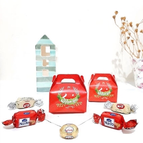 جعبه شکلات قرمز طرح عید مبارک - بسته 50 عددی