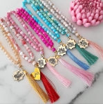 تسبیح 33 دانه پلاک دار یا فاطمه زهرا - آبرنگی