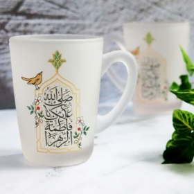 استکان دسته دار بلند مات طرح صلی الله علیک یا فاطمه الزهرا | دیدار