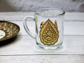 خرید و قیمت لیوان شیشه ای مذهبی دسته دار طرح یا اباعبدالله | فروشگاه دیدار