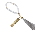 تسبیح 33 دانه پلاک دار کریستالی طرح امام عصر - رنگی