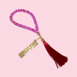 تسبیح 33 دانه پلاک دار کریستالی طرح امام عصر - رنگی