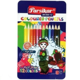 تصویر  مداد رنگی 12 رنگ فلزی تخت