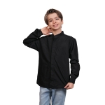 تصویر  پیراهن مشکی پسرانه آستین بلند یقه 3 سانت قاپک مخفی