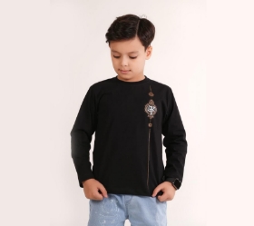 تصویر  تیشرت مشکی آستین بلند طرح یا حسین اسلیمی