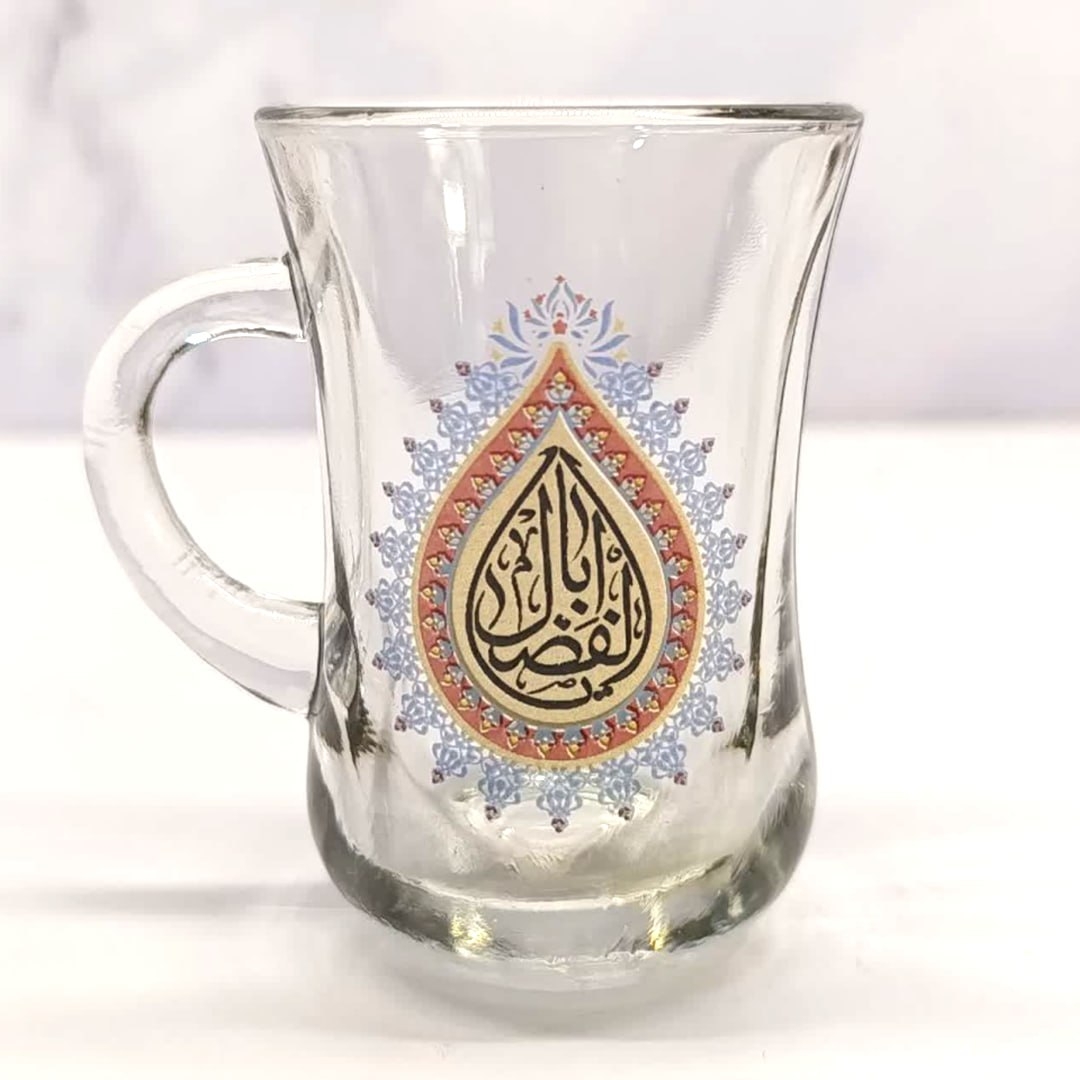 تصویر  استکان کمر باریک دسته دار طرح یا ابالفضل - بسته 6 عددی