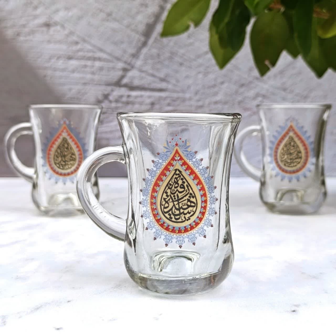 استکان کمر باریک دسته دار طرح یا رقیه الشهیده - محرم