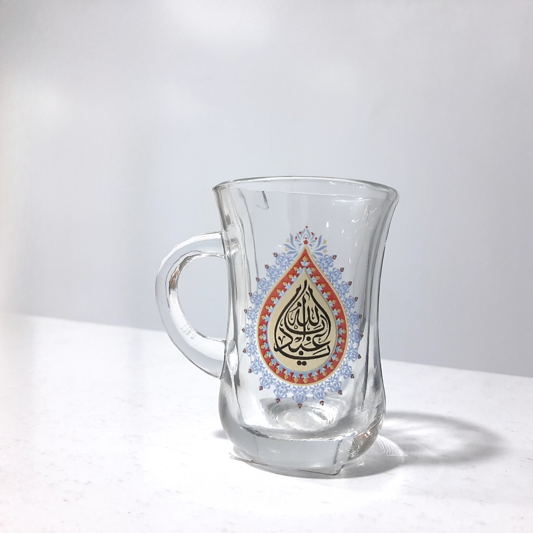 استکان کمر باریک دسته دار طرح یا اباعبدالله - محرم