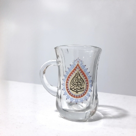 استکان کمر باریک دسته دار طرح یا اباعبدالله - محرم