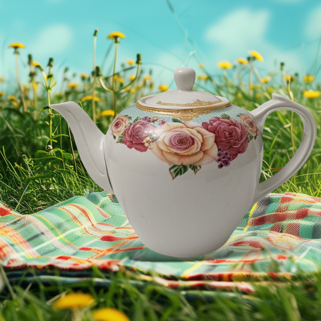 قوری چینی طرح گل - 2 لیتر