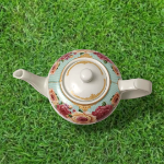 قوری چینی طرح گل - 2 لیتر