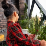 تصویر  کت و سارافون دخترانه چهار خانه/ سبز