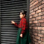 تصویر  کت و سارافون دخترانه چهار خانه/ سبز