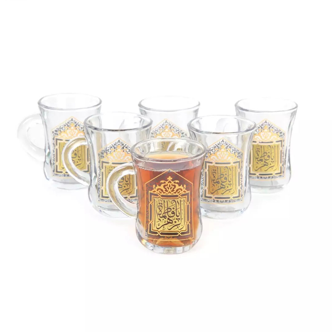 استکان کمر باریک دسته دار طرح ا فاطمه الزهرا سلام الله علیها  - فاطمیه