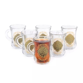 استکان کمر باریک دسته دار طرح یا فاطمه الزهرا سلام الله علیها - فاطمیه