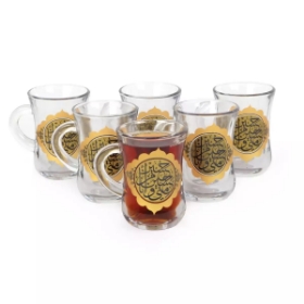 استکان کمر باریک دسته دار طرح حسین منی انا من حسین - محرم