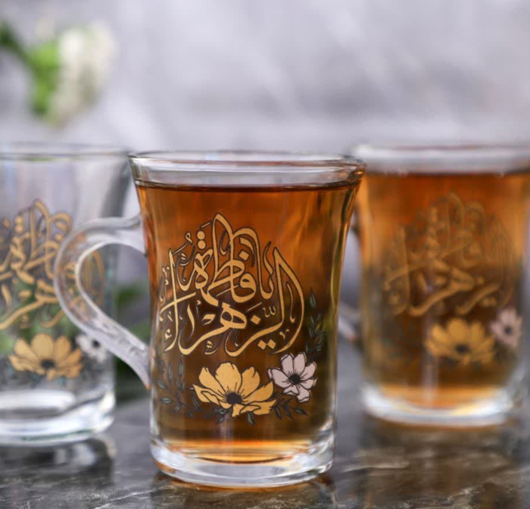 استکان دسته دار بزرگ طرح یا فاطمه الزهرا (بسته 6 تایی) | دیدار