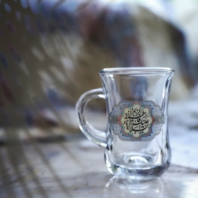 ست 6 تایی استکان کمر باریک دسته دار طرح السلام علیک یا فاطمه الزهرا | دیدار