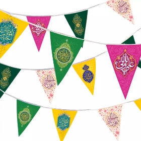 تصویر  ریسه ساتن مثلثی طرح امیرالمومنین