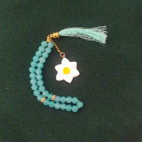 خرید تسبیح 33 تایی گل نرگس سبز و سفید | دیدار