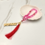 تسبیح 33 دانه پلاک دار کریستالی طرح امام عصر - رنگی