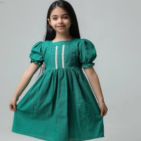 تصویر  پیراهن دخترانه طرح قاصدک / سبز