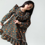 تصویر  پیراهن دخترانه طرح پیچک/ سبز