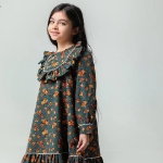 تصویر  پیراهن دخترانه طرح پیچک/ سبز