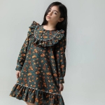 تصویر  پیراهن دخترانه طرح پیچک/ سبز