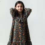 تصویر  پیراهن دخترانه طرح پیچک/ سبز