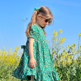 تصویر  پیراهن دخترانه گل گلی / سبز