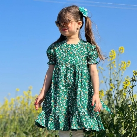 تصویر  پیراهن دخترانه گل گلی / سبز