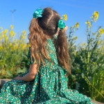 تصویر  پیراهن دخترانه گل گلی / سبز